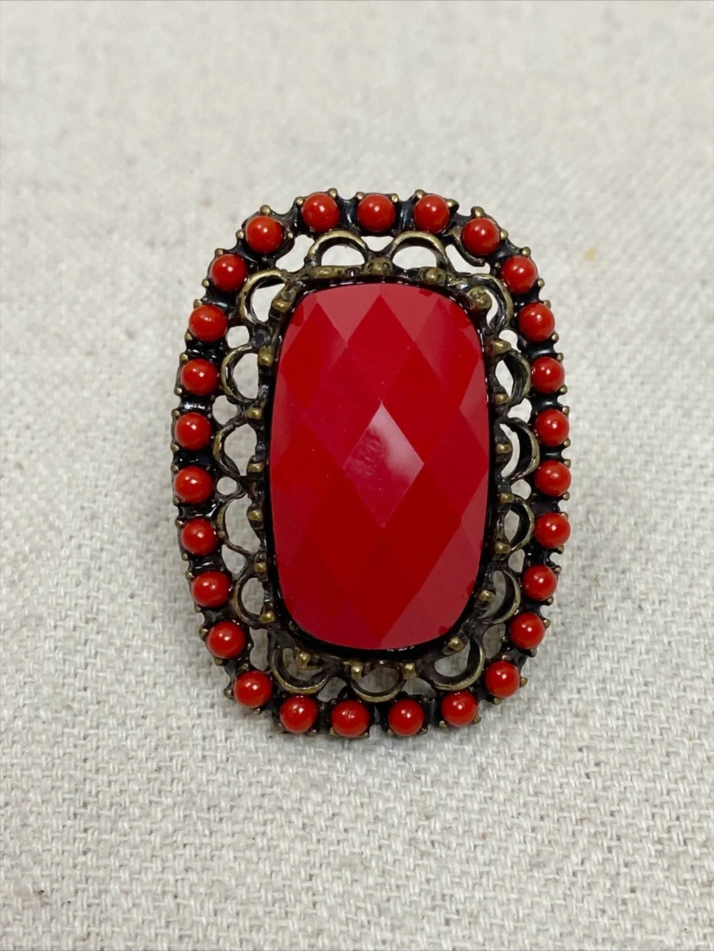 Bold Red Statement Cocktail Ring - stretch ring